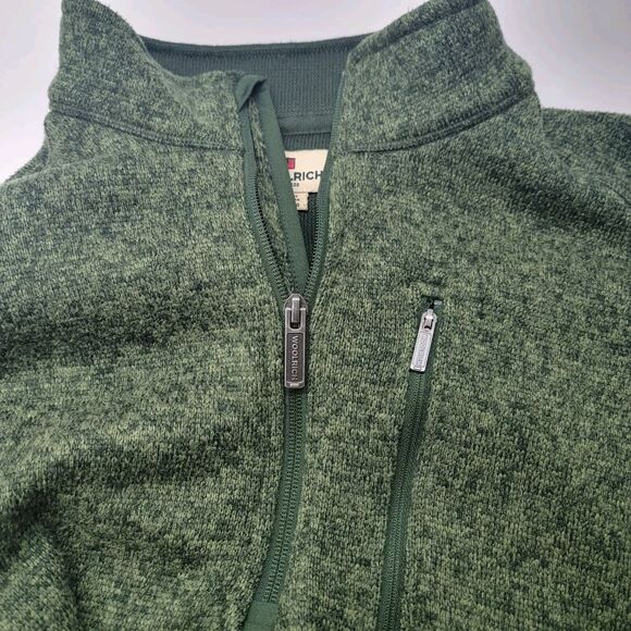 Woolrich Sweater Mens 2XL Green Quarter Zip Long Sleeve Fleece Outdoors Pullover - Picture 3 of 5